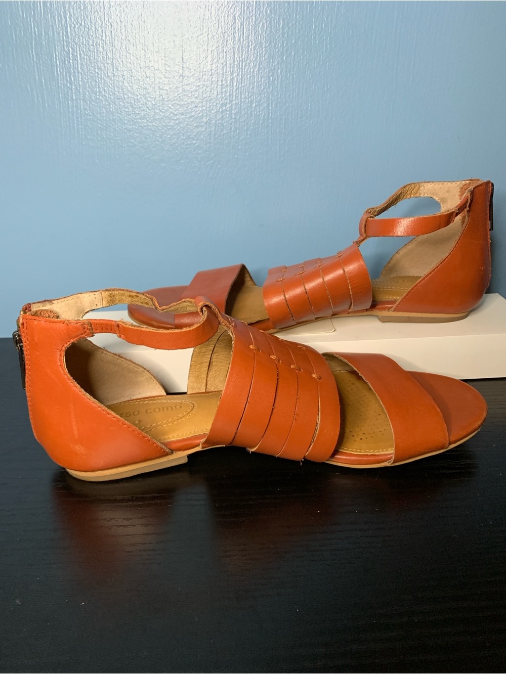 Corso Como Women's Woven Leather Sandals in Burnt Orange
